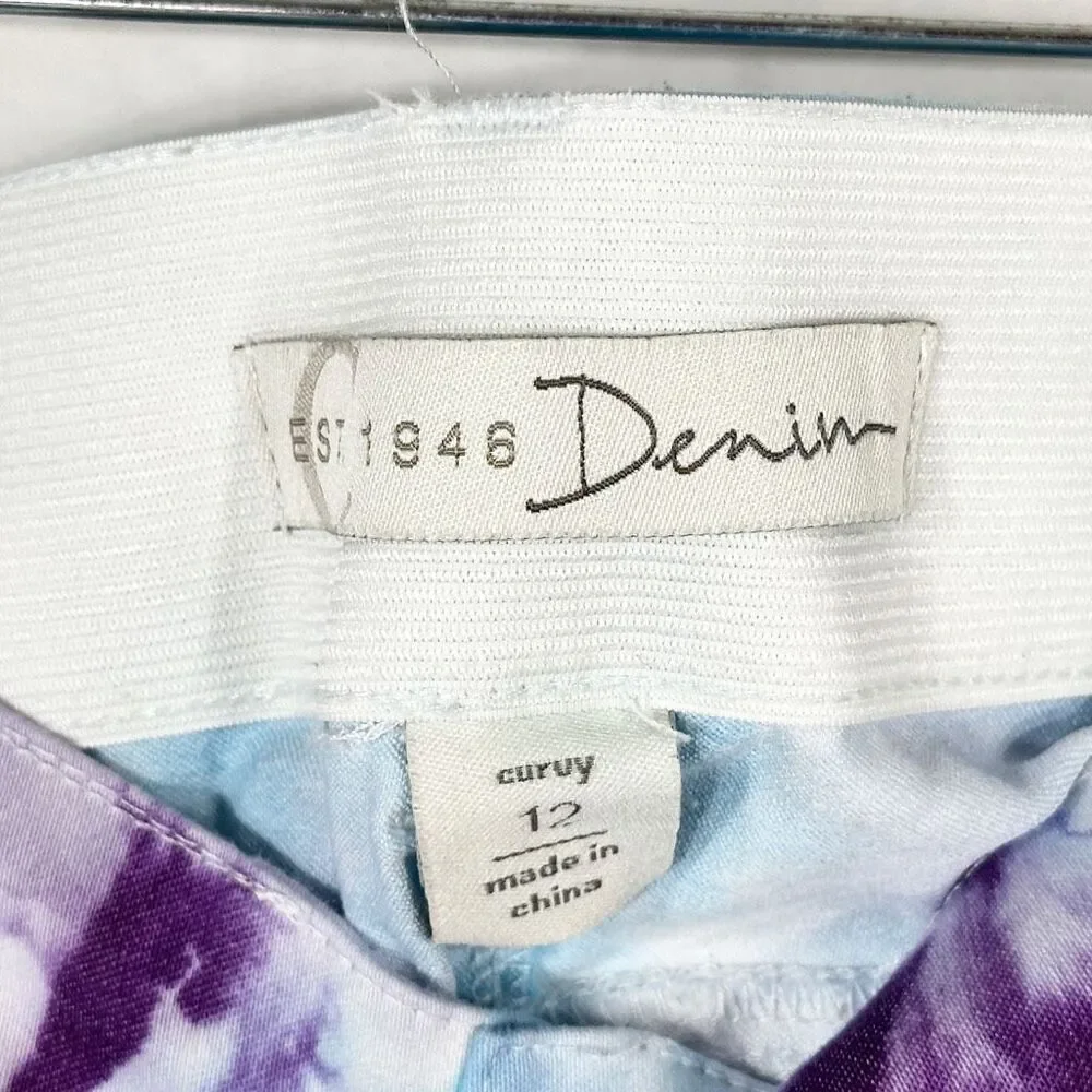 Cato Size 12 Pants Tie Dye Handmade Blue‎ Purple Boho High Rise Festival 1366
